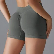 2024 Sexy V Back Scrunch Butt Short For Women Ruched Butt Lifting Workout Leggings Booty Gym Yoga Shorts