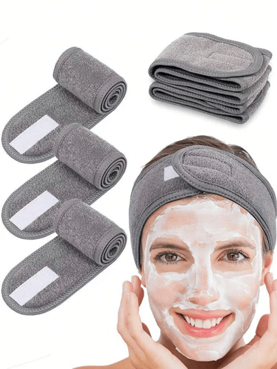 SHEIN X Milania 3Pcs Adjustable Women's Spa Facial Headband, Shower & Makeup Hair Tie Suitable For Washing Face, Soft Towel & Hair Styling Accessory Accessories