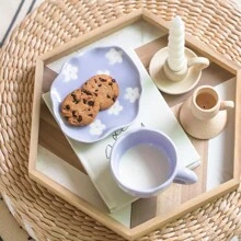 Joivida 1 Juego de taza y platillo de cerámica artesanal con diseño de flor, taza con flores moradas pintadas a mano en estilo Ins, adecuada para café, leche, té floral, regalo de cumpleaños/Día de San Valentín para pareja/madre, apropiada para hogar, oficina, picnic, camping, 220ml/7.4oz, decoración de mesa Rama, decoración refrescante de primavera/verano, suministros de alta gama para cafetería, regalo de inauguración de casa