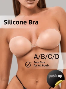 Reggiseno adesivo invisibile con effetto lifting - Reggiseno senza spalline e senza schienale, push up, adesivo, con coppe in silicone per sollevamento del seno