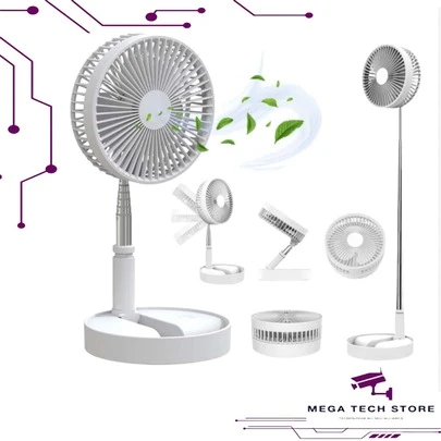 Ventilador Portátil Dobrável e Silencioso - Bateria 7200mAh, Altura e Ângulo Ajustável, Design Compacto e Leve