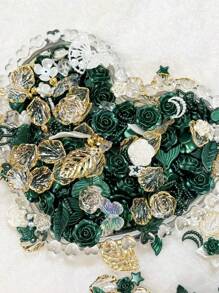 一袋70g哑光纯色星空花混合系列，蝴蝶结，仿珍珠DIY手链，手机壳，项链，珠宝，自制朋友礼物，穿孔多功能珠宝和装饰道具可用作框架装饰，以实惠的价格和高性价比打造名人卡道具，装饰和景观。所有款式均精心制作，包括仿珍珠，冰块和玫瑰，每个单独包装情人节