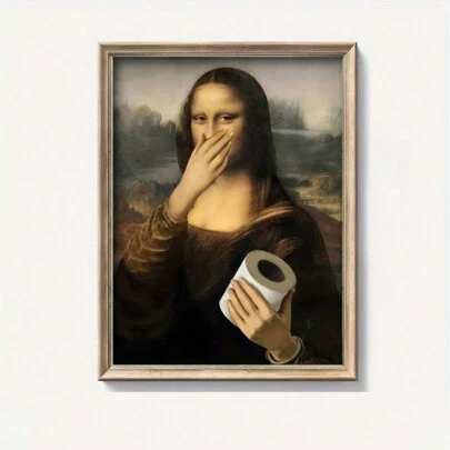 SURELIFE 1 tấm áp phích phòng tắm Mona Lisa vui nhộn - Nghệ thuật vải canvas cổ điển meme thú vị, không khung 29,97x39,88cm trang trí tường cho phòng vệ sinh & bồn cầu