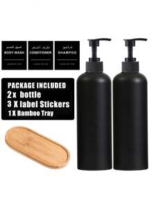 WCIC 500ml/16.9oz 哑光黑色高乳液瓶（带塑料泵）、皂液器浴室套装、可再填充洗发水和护发素瓶、带贴纸的空塑料皂液器（用于护发素/洗发水/沐浴露）、按压泵式洗碗皂液器（适用于厨房浴室），（打孔安装支架/乳液瓶/标签） - 彩色 - 查看 13