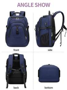 旅行露营背包、防水商务电脑背包、户外运动徒步背包、实用背包 - 寶藍色 - 查看 9