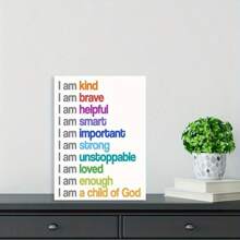 1 Pc "I Am A Child Of God" Children's Room Painting, Positive Affirmation Wood Frame Canvas Painting Thickness 2.25cm /0.9 Inches High Quality Wall Art Printed Poster Directly Hanging Wall Pictures Decorate Home Gifts, Living Room, Bathroom, Bedroom, Kitchen - Multicolor - View 7
