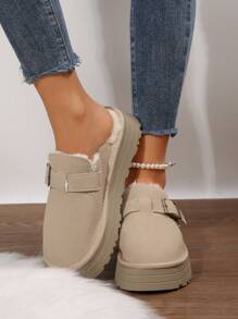 Women's Slippers - Durable And Warm Outdoor Shoes With Non-Slip Comfort, Thickened Soles,  Platform Snow Boots For Winter - 杏色 - 查看 10