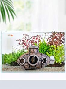 1pc Underwater Submarine Wreckage Hideout Aquarium Decor Ornament Suitable For Fish Tank, All Season