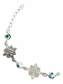 Adjustable Witch Knot Triquetra Turkish Eye Bracelet 925 Silver