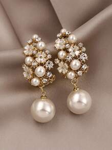 topshiny 1 Cặp Hoa tai ngọc trai phong cách cung điện sang trọng thanh lịch Hàn Quốc, trang sức hoa đính đá và tua rua cho phụ nữ, thích hợp cho trang phục cưới và dự tiệc - bông tai - Xem 9