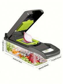 16pcs Complete Slicer Set, Multi-Functional Kitchen Vegetable Chopper For Making Salad, Includes Handle Food Grater, Vegetable Slicer, Container Knife, Onion Chopper With Interchangeable Blades, Home Party Holiday Kitchen Tool - Multicolor - View 9