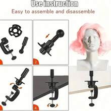 Đầu tập 24 inch, Đầu ma-nơ-canh tạo kiểu tóc tổng hợp 100%, Đầu làm tóc để tết tóc kèm kẹp bàn và bộ DIY - màu nâu - Xem 11