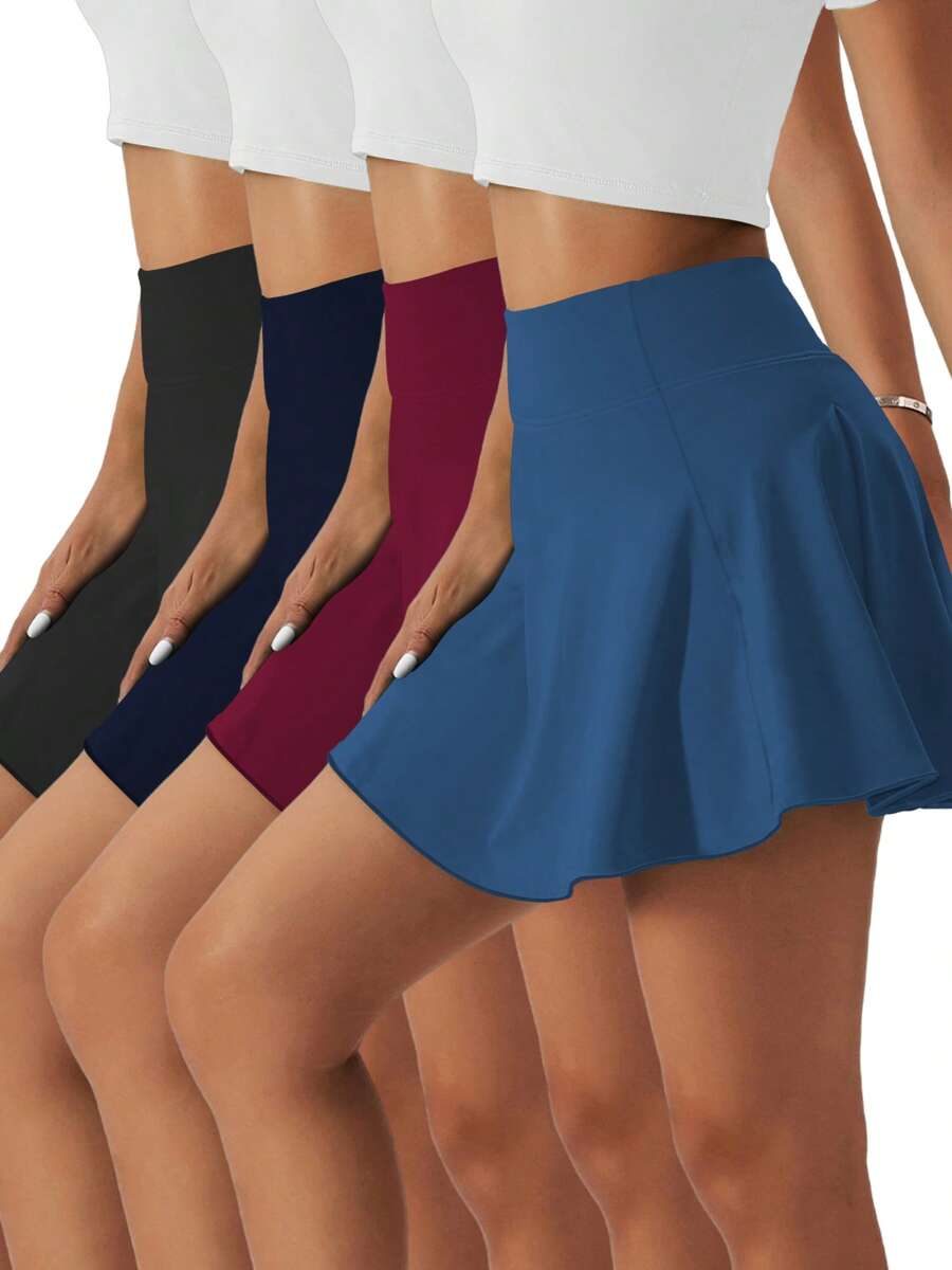 4 Pack Plus Size Women's Tennis Golf Skirts High Waisted With Pockets Inner Shorts Tennis Leggings - Nhiều màu - Xem 1
