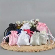 10pcs Faux Silk Satin Drawstring Jewelry Gift Bags, Suitable For Wedding, Festival, Party - Multicolor - View 4