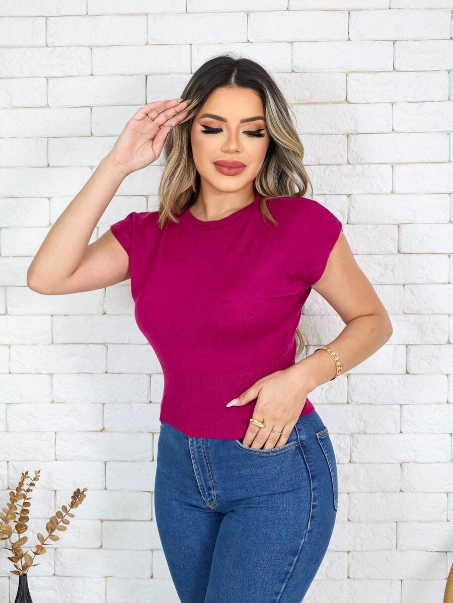 MONNEI Loose Sleeve Modal Blouse - Màu Hoa hồng đỏ - Xem 1
