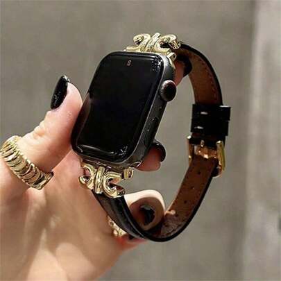 Women's New Microfiber Spliced Leather Metal Strap Compatible With 38/40/41/42/44/45/46/49mm Compatible With Applewatch Strap Ultra/Se10/9/8/7/6/5/4/3/2/1