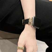 Women's New Microfiber Spliced Leather Metal Strap Compatible With 38/40/41/42/44/45/46/49mm Compatible With Applewatch Strap Ultra/Se10/9/8/7/6/5/4/3/2/1