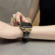 Women's New Microfiber Spliced Leather Metal Strap Compatible With 38/40/41/42/44/45/46/49mm Compatible With Applewatch Strap Ultra/Se10/9/8/7/6/5/4/3/2/1