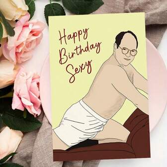 1pc Whimsical Humorous Birthday Card - 'Happy Birthday Sexy' - With Envelope, High-Quality Print, 6.29" X 4.33", Fun Novelty Card With Man Illustration For Family And Friends - All-Occasion Celebratory Note Card