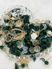 一袋70g哑光纯色星空花混合系列，蝴蝶结，仿珍珠DIY手链，手机壳，项链，珠宝，自制朋友礼物，穿孔多功能珠宝和装饰道具可用作框架装饰，以实惠的价格和高性价比打造名人卡道具，装饰和景观。所有款式均精心制作，包括仿珍珠，冰块和玫瑰，每个单独包装情人节