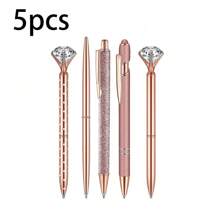 3/5/8pcs Rose Gold Ball Pen Set, Liquid Sand Shimmer Pens, Metal Crystal Rhinestone Ballpoint Pen, Black Ink, Gift For Girls, Wedding, Office Desk Supplies Back To School