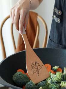 Customizable Wooden Kitchen Utensils, Personalized Kitchen Tools With Text Or Feather Motif, Suitable For Daily Use, Housewarming Gifts - Multicolor - View 6