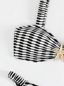 Nowość Colorblock Seksowny damski strój kąpielowy z dekoracją rozgwiazdy Halter Bikini Lato