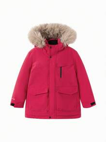 Balabala Cold-Resistant And Waterproof Outdoor Down Jacket With Fur Collar, Winter 2024 Collection - Burgundy - View 4