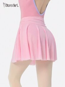 DonsGirl 1pc Women's Stretchy Mesh Fabric Ruched Waist Umbrella Design Skirt - Pink - View 8