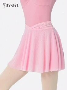 DonsGirl 1pc Women's Stretchy Mesh Fabric Ruched Waist Umbrella Design Skirt - Pink - View 9