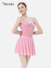 DonsGirl 1pc Women's Stretchy Mesh Fabric Ruched Waist Umbrella Design Skirt - Pink - View 4