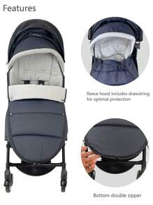 1 件通用婴儿推车脚套，加厚，防风，防水，冬季保暖 - 黑色 - 查看 2