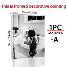 1PC Alcohol Wall Art Poster, Woman Drinking And Reading In Bathtub, Black And White Bar Cart Decor, Girls Bathroom Decor, Canvas Print, Canvas Wall Art,Posters For Room,Home Decor,Room Decor Aesthetic,Room Decoration Stuff.Optional Frame, Room Decor - Multicolor - View 18