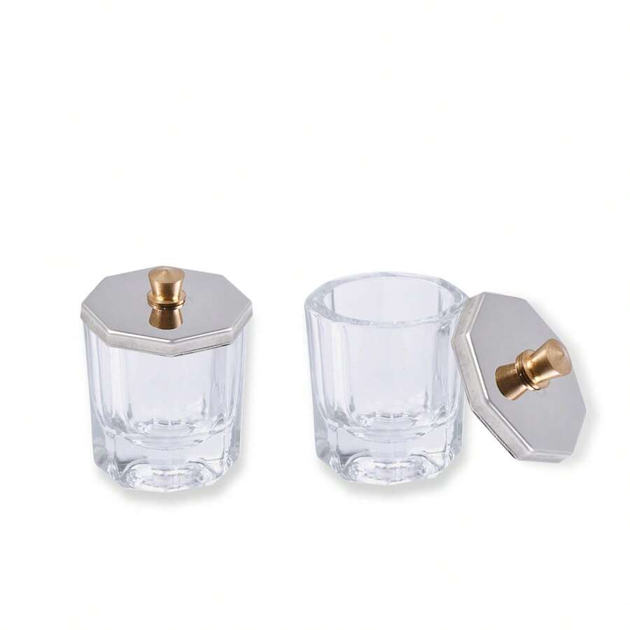 水晶玻璃美甲刷清洁杯，透明玻璃容器，用于指甲油去除剂、液体混合和单体碗 - 彩色 - 查看 1