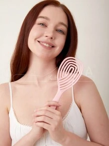 1 件镂空顺发梳，顺发刷，快速吹干，原装顺发刷，男女干湿发刷，符合人体工程学，热弯曲梳齿，顺发结无障碍，发梳适用于柔软的直发和卷发，不打结的柔软而有弹性的刷毛，适用于直发、卷发和浓密的头发，护发，女孩的礼物 - 彩色 - 查看 3