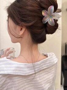 3 件/1 件套女士时尚白蓝渐变色 8 厘米/3.15 英寸鸡蛋花塑料发夹，优雅、简约、百搭，适合日常生活、休闲、派对、通勤、度假 - 发饰，花爪 - 彩色 - 查看 4