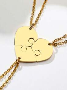 3pcs/4pcs/5pcs/6pcs/7pcs/Set Fashion Gold Plating Stainless Steel Customized Laser Name Letter Puzzled Heart Pendant Necklace For Friend For Family,Gold,Stylish,Colorful,Vintage,Hipster,Simple,Y2k,2000s Fashion,Custom,Personalized,Unique,Ideal Gifts For Him,Ideal Gifts For Her,Her,Boyfriend,Girlfriend,Dad,Mom,Family,Friends,For Anniversaries,For Birthdays,For Graduation,For Prom,For Party,Jewelry Women