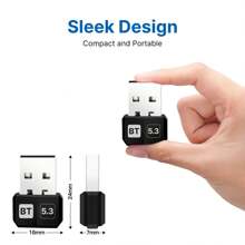 USB Bluetooth Adapter, 5.3 Bluetooth Adapter For PC, Plug & Play For Windows 11/10/8.1, Bluetooth Receiver & Transmitter Only Compatible With Desktop Laptop For Keyboard/Mouse/Headphone/Speakers/Printer