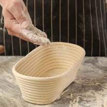 1pc, Bread Proofing Basket, Oval Bread Proofing Basket With Proofing Interlining, Leavening Basket Natural Rattan Bowl For Sourdough Bread Dough For Bread Making Baking Fermentation, Baking Tools, Kitchen Gadgets, Kitchen Accessories
