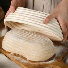 1pc, Bread Proofing Basket, Oval Bread Proofing Basket With Proofing Interlining, Leavening Basket Natural Rattan Bowl For Sourdough Bread Dough For Bread Making Baking Fermentation, Baking Tools, Kitchen Gadgets, Kitchen Accessories