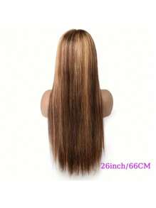 Eulisi 直发 13X4 蜜金色高清透明蕾丝前假发人发 4/27 高光渐变色蕾丝前假发人发预拔婴儿头发 180 密度无胶人发假发女士 - SP4/27 - 查看 5