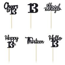 12Pcs 13th Birthday Cupcake Toppers Hello 13 Thirteen Official Teenager Cheers To 13 Cupcake Picks 13th Birthday Party Cake Decorations Supplies - Multicolor - View 4