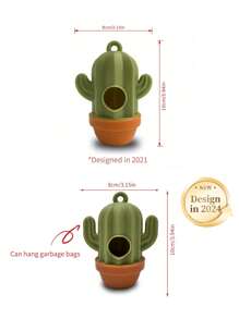 1 Pièce Distributeur De Sacs À Déchets Portatif En Forme De Cactus Créatif Incluant 1 Rouleau De Sacs À Ordures (15 pièces), Léger Et Durable