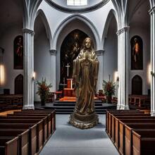 1PC 耶稣教父教母圣子仿铜雕像树脂工艺品小摆件家庭节日装饰小雕像家居工艺品欧式家居客厅电视柜玄关艺术装饰摆件