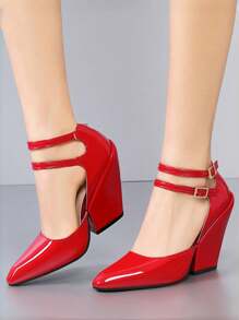Red Closed Toe Wedge High Heel Women's Sandals, Leopard Print Fashion Sexy Mary Jane Shoes, New 2024 Spring Collection