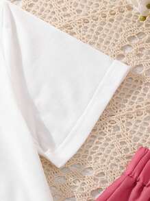 Tween Girls' Cartoon Print Short Sleeve T-Shirt And Cargo Pants Set