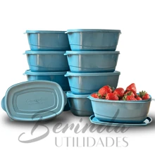 Airtight Plastic Containers Kit 10 800ml Pots - Màu xanh ngọc - Xem 3