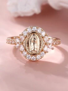 Tsnamer 1 件优雅圣母玛利亚戒指，适合女士女孩，复古闪亮方晶锆石，日常戒指，时尚个性化珠宝礼物 - 戒指 - 查看 14