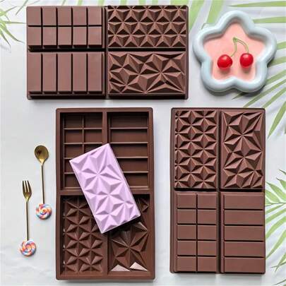 4-In-1 Silicone Chocolate Bar Molds, 1/2/3pcs Set, Non-Stick Baking Mold For Protein & Energy Bars, Kitchen & Candy Making Tools,