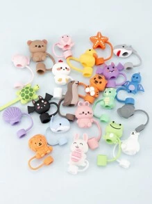 6 piezas Tapas de pajitas diferentes y aleatorias para tumblers de 30 onzas, tapas de pajitas reutilizables para pajitas de 0.24-0.32 pulgadas, accesorios para tazas